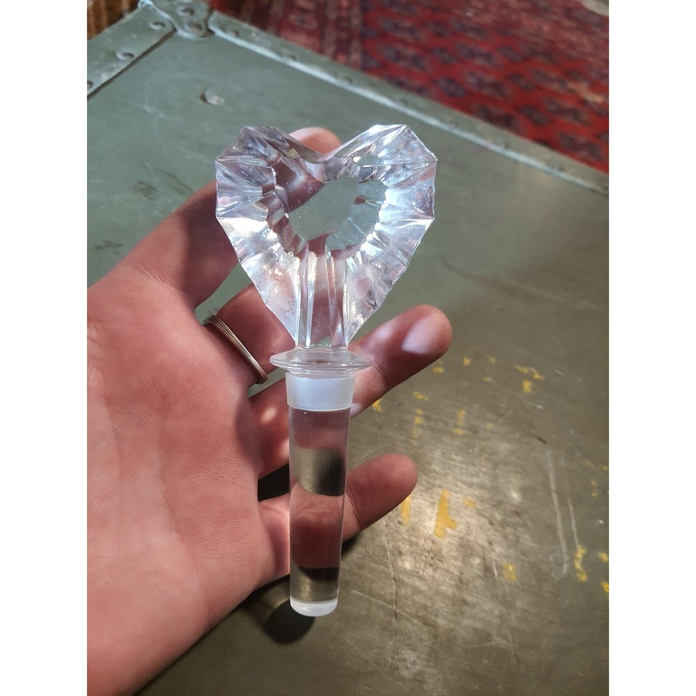 Vintage Mikasa Venus Heart Shaped Cut Faceted Crystal Glass Wine Bottle Stopper